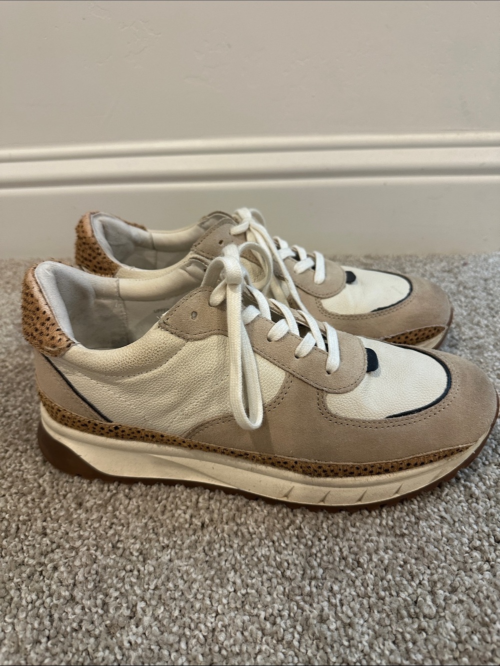 Madewell Cream and Tan Mixed-Material Sneakers